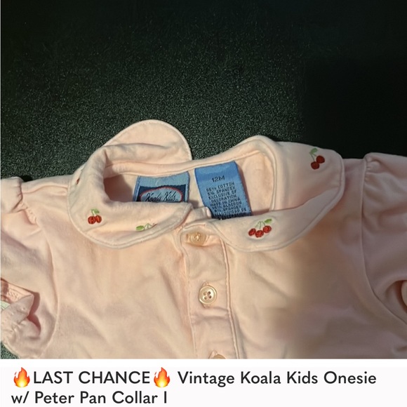 Vintage Koala Kids Onesie w/ Cherry Printed Peter Pan Collar II - Picture 3 of 3